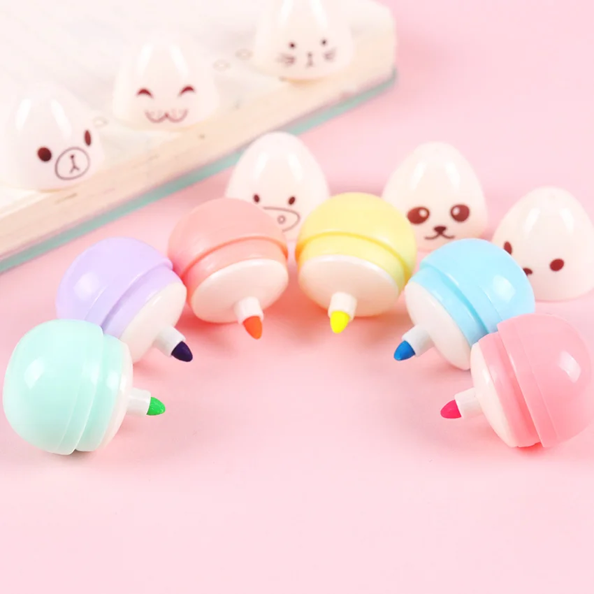 Милая Мини улыбающаяся Яичница маркер Kawaii Дети студенческий офис граффити ручка DIY маркер флуоресцентный ручка 6 шт