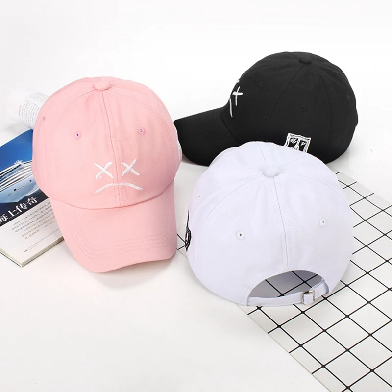 Горячая Вышивка хлопковая бейсболка Sad Face шляпа ХХХ хип хоп кепка Golf Love Snapback для