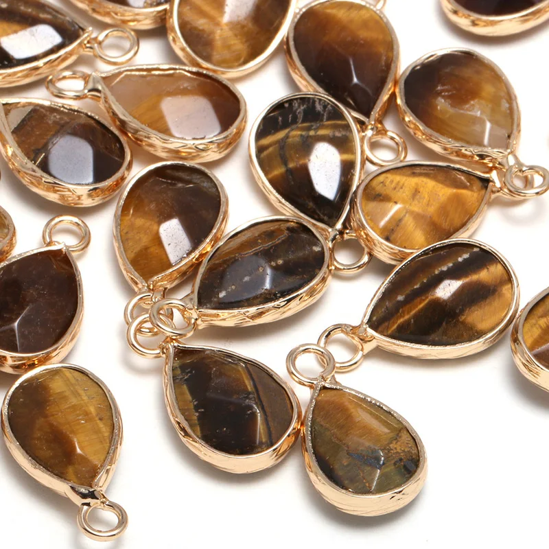 

New natural stone pendant drop-shaped Tiger Eye Stones faceted pendant necklace for DIY jewelry best birthday gift size 10x14mm