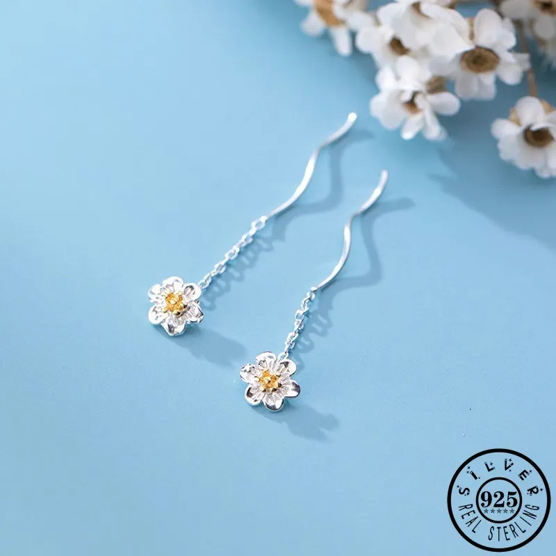 

Серьги-подвески женские из серебра 925 пробы, в форме цветка