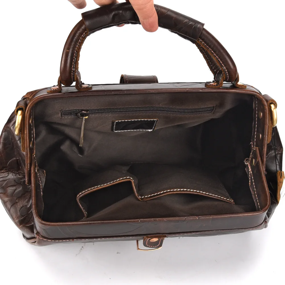 

YourSeason Open Pocket Ladies Shoulder Handbags Casual Cowhide Female Messenger 2021 Retro Genuine Leather Floral Embossed Bags