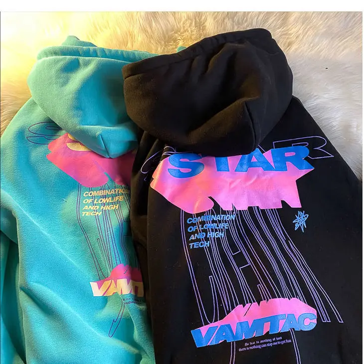 

Gangfeng 2021 New Hooded Lake Blue Sweater Loose Autumn and Winter Plush Thickened Top Sweatshirt Long Sleeve Hoodies