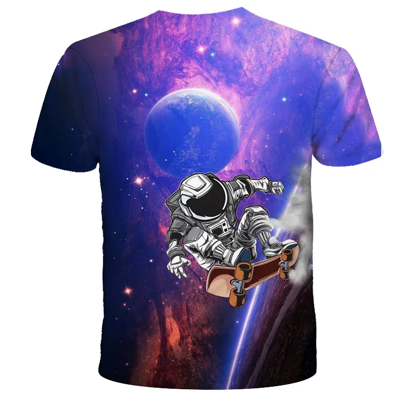 

Space Astronaut 3D T-shirt Summer Short Sleeve Starry Sky Print Boy Girl City Fashion Comfortable Clothing Pattern