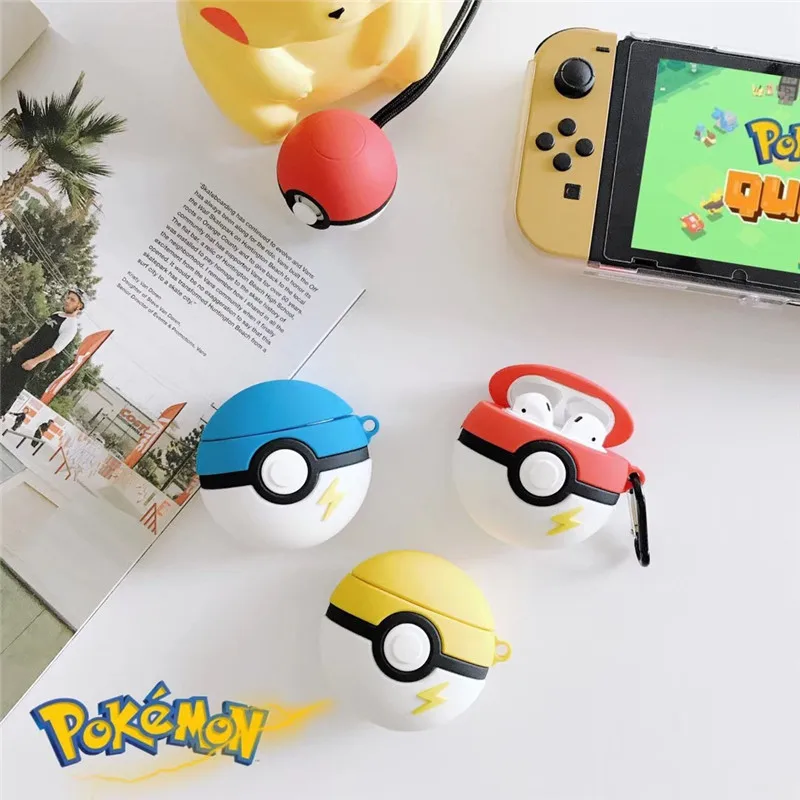 Мультяшные Чехлы для AirPods для Pokemon Go Plus Ball Bluetooth беспроводные наушники силиконовый чехол для Apple Airpods 2 аксессуары