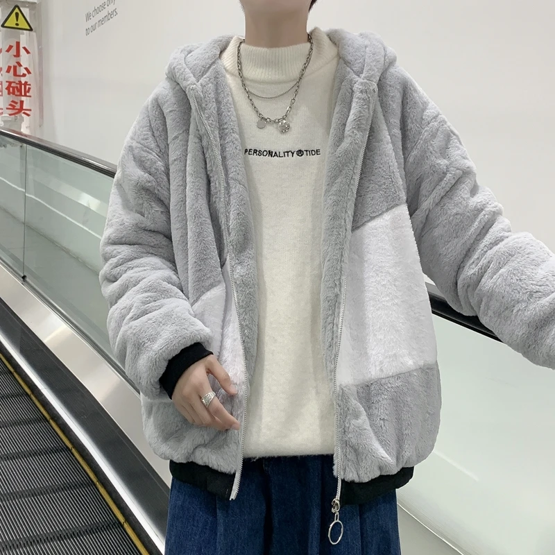 Куртка шерпа мужская зимняя флисовая толстая теплая куртка с капюшоном