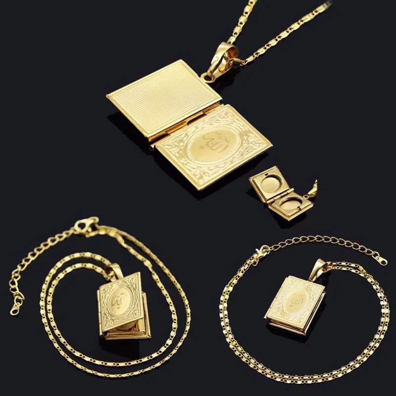 Золотое ожерелье в мусульманском стиле мусульманское виде книги Корана открытое