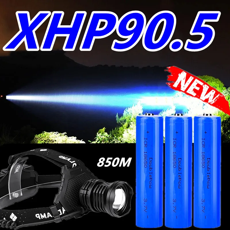 

XHP90.5 Led Headlamp Headlight High Powerful 32W Head Lamp Torch 18650 USB Rechargeable Head Flashlight XHP50.2 Zoom Head Torch