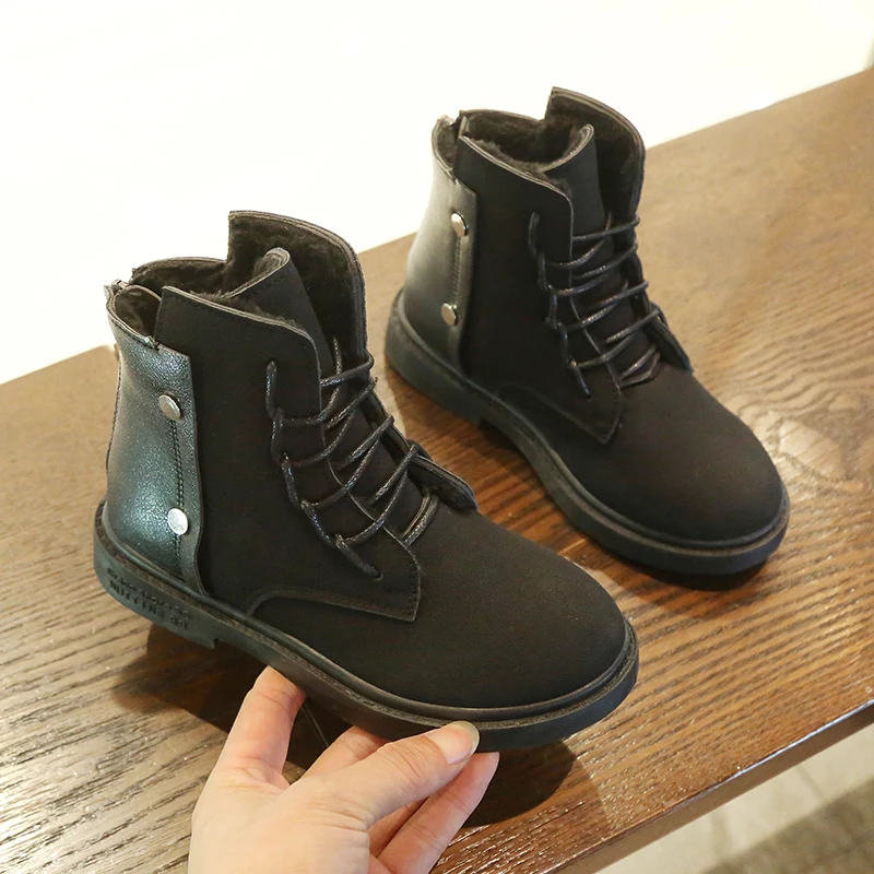 Детские ботинки коллекция 2019 года Сезон Зима новые модные в британском стиле для