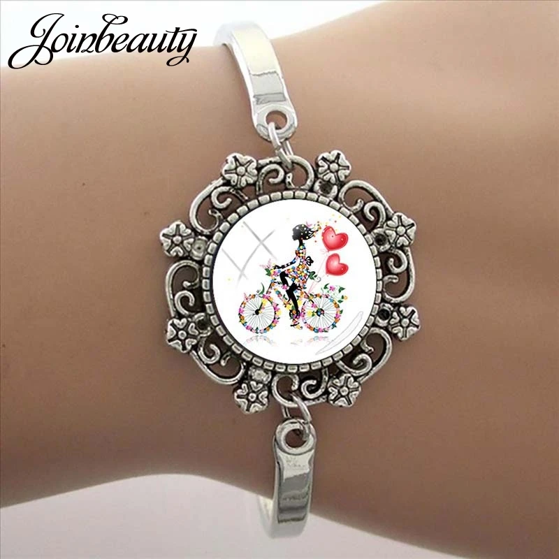 JOINBEAUTY красочная бабочка Девочка велосипед шар узор браслет стекло кабошон