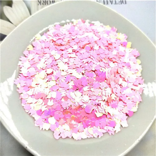 Pink 10g Ультра-тонкая PET блестки 4 мм кролик лазерный блеск 3D блестка для ногтей блестки Eo-Friendly свободные блестки для украшения для ногтей 10 г - Цвет: Pink 10g