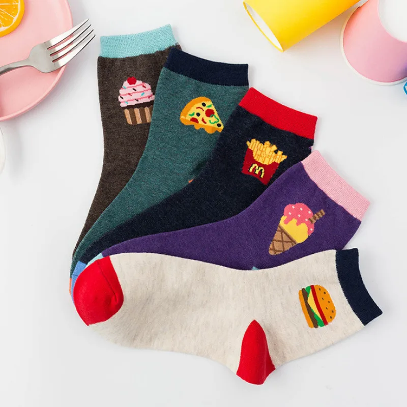 

2019 New Japanese Harajuku Cartoon Food Burger Kawaii Socks Women Cotton Sweet Wear Funny Socks for Ladies 390