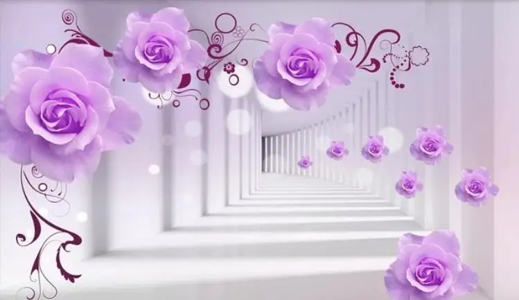 3D стерео обои в стиле Фэнтези фиолетовая Роза фото для гостиной Настенные стен