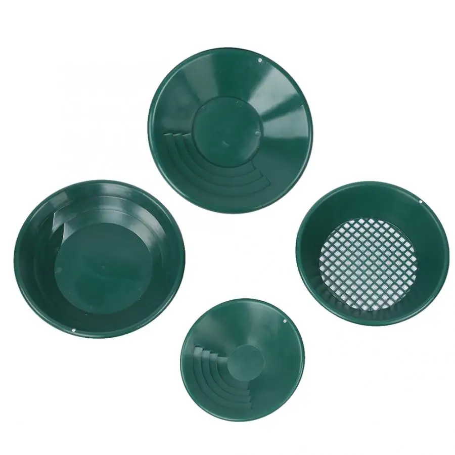 

4pcs Plastic Green Mining Gravity Trap Gold Washing Pan Tray Kit Mine Search Detector metal detektor Accessories