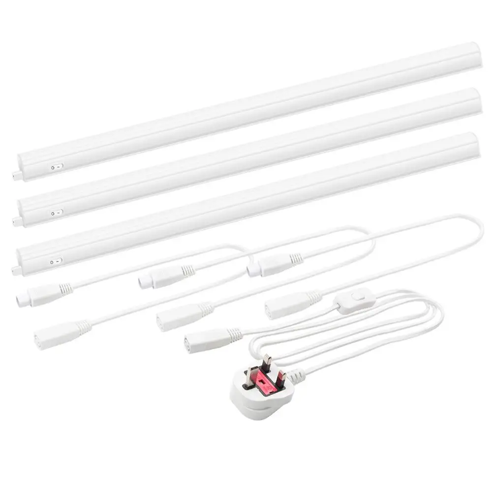 

Connectible Mains LED Under Cabinet Hard Strip Lighting Bars Hardwired LED Cupboard Light Fixtures 4000K with British Power Plug