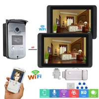 7 color screen video door phone intercom system 2 monitor waterproof rfid doorbell camera electric lock