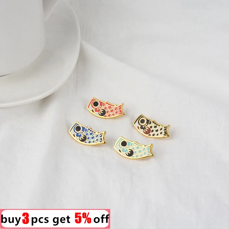 Японский флаг кои булавка на удачу мультяшный карп рыба мягкая эмалированная