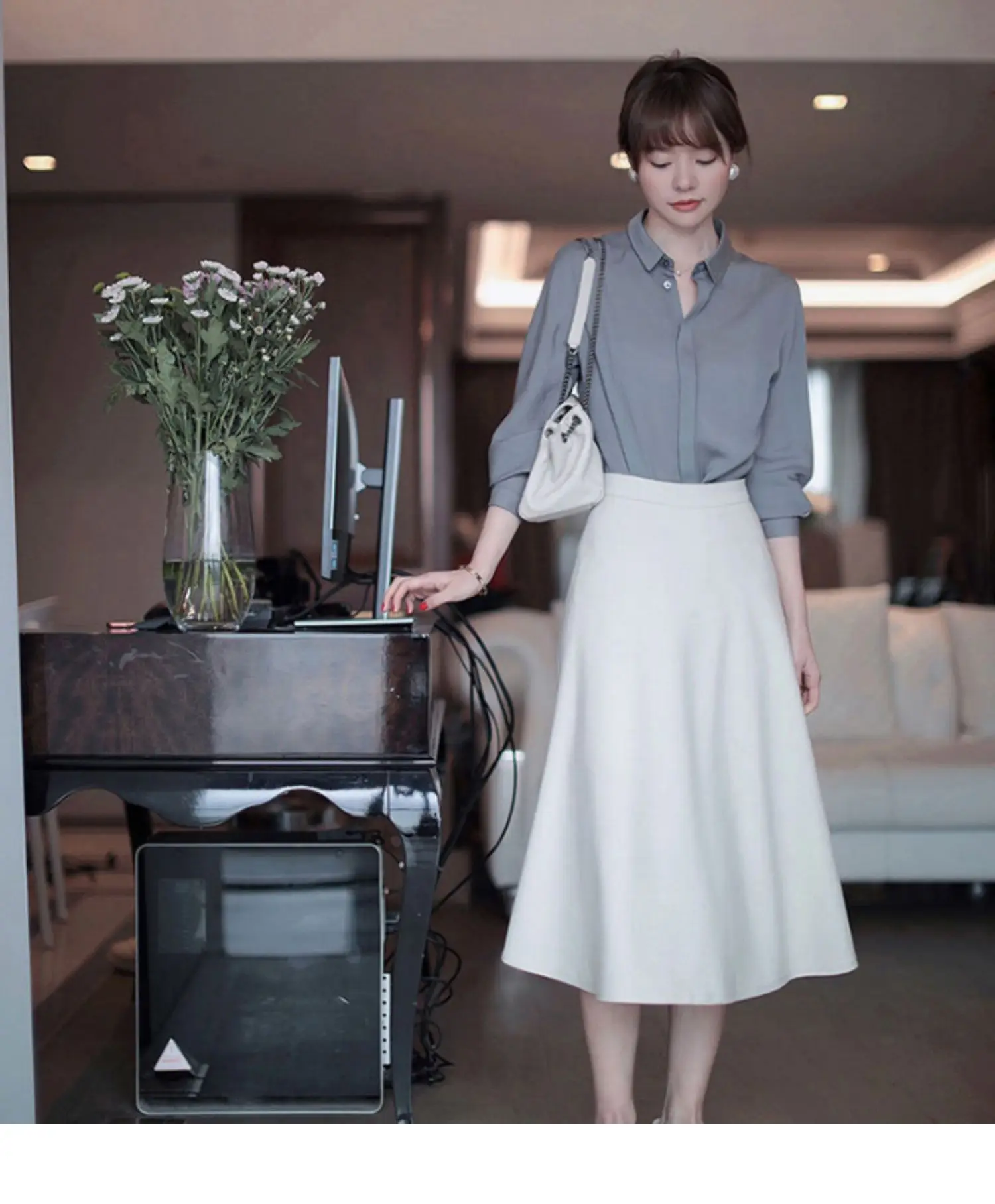 

Female Professional Skirt Small Fragrant Style, Western Style, Lady Temperament Goddess Fan Two-piece Suit Skirt