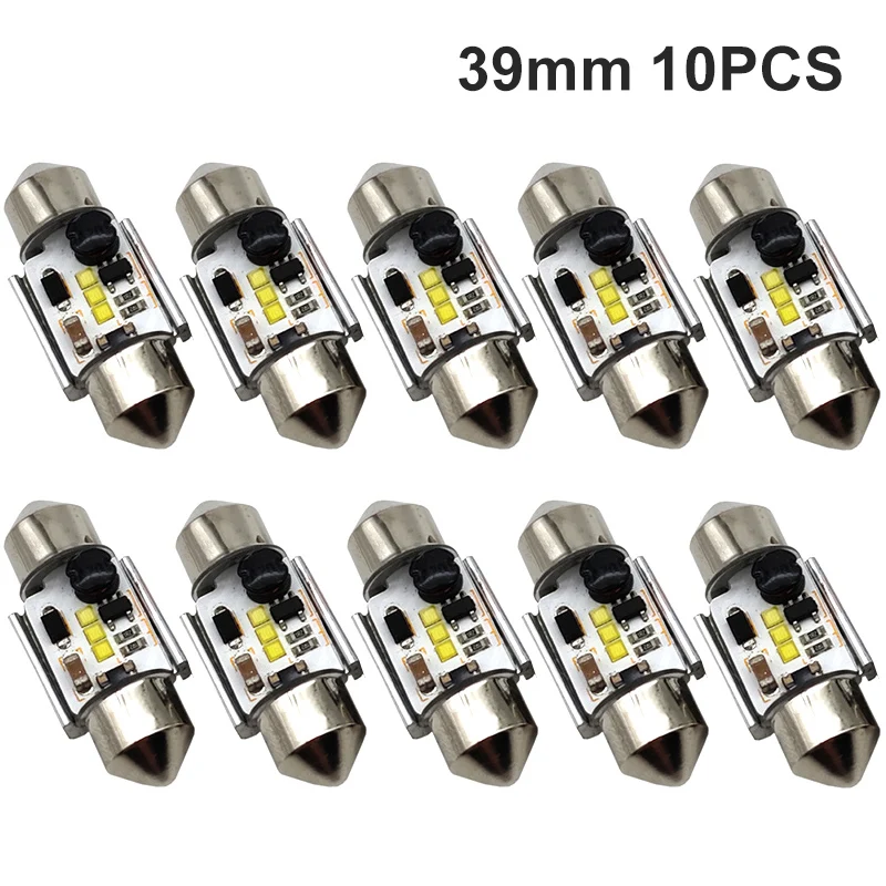 10PCS CANBUS C5W Festoon 12V-24V Car LED  New CSP Blubs 31mm 36mm 39mm 41mm Car Interior Dome Lamp License Plate Reading Light