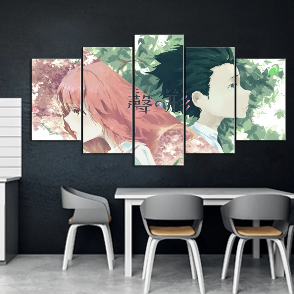 Художественная Картина на холсте 5 панелей HD Аниме аниме плакат в форме голоса