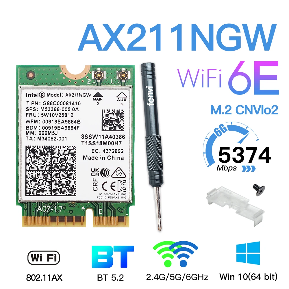 Wi-Fi 6E Intel AX211 CNVIo2 M.2 слот трехдиапазонный с Bluetooth 5 2 сетевой беспроводной адаптер