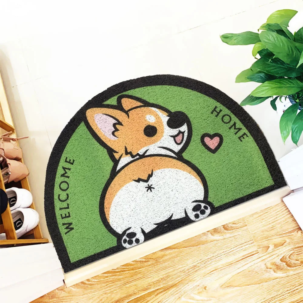 

Cartoon Cute Welcome Doormat Entrance Hallway Half Round Non-Slip Floor Rugs Front Door Mat Outdoor Kitchen Bedroom Rug Carpet