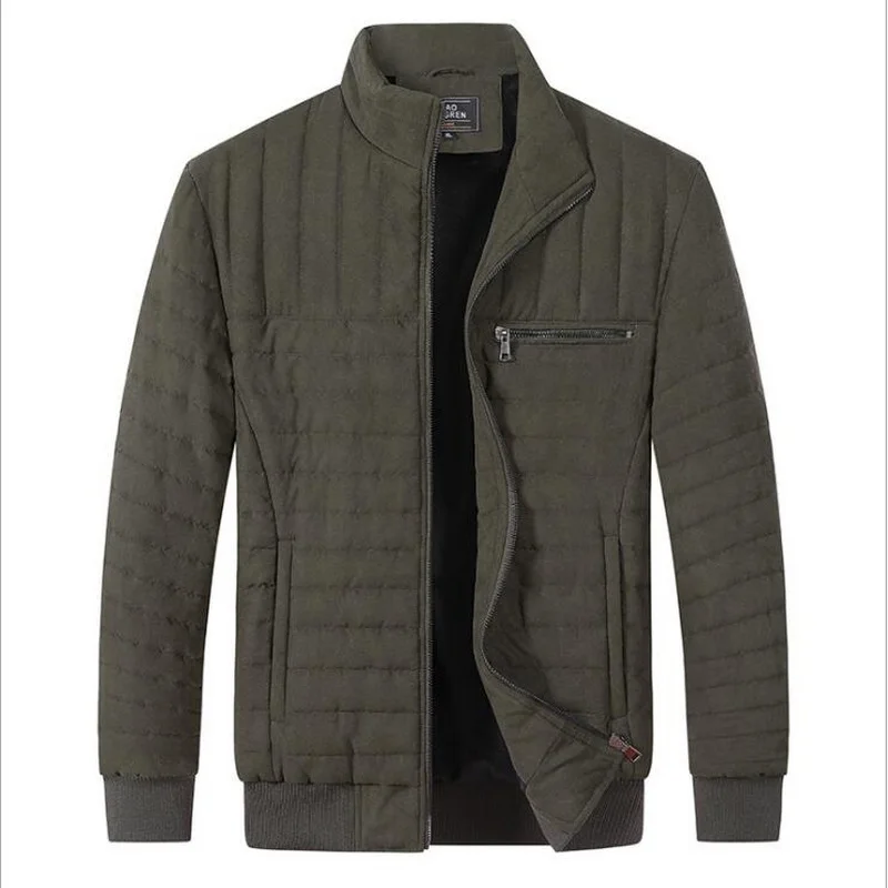 Mens Winter Jackets  Coats Outerwear Plaid Stand Collar Bomber Jacket Men's Windbreaker Thick Warm Male Parkas