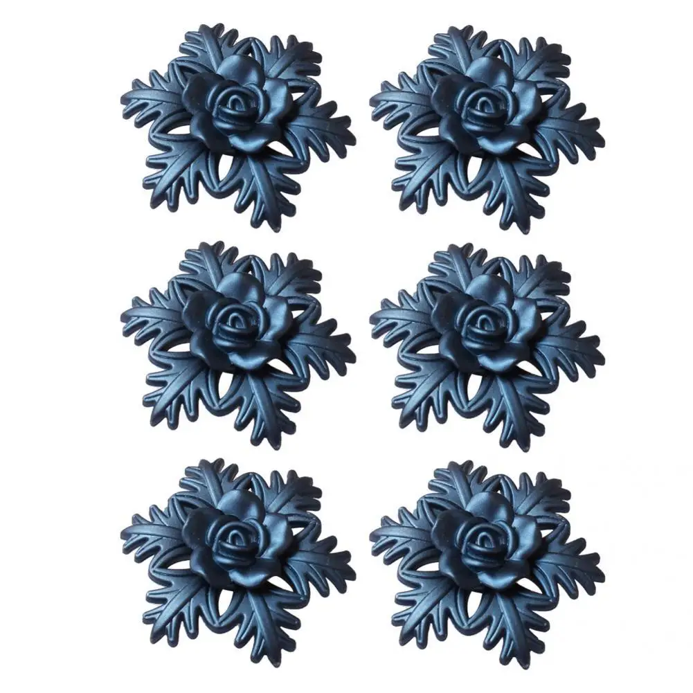 

Sturdy 6Pcs Beautiful Metal Snowflake Flower Napkin Holder Alloy Towel Buckle Solid Color Decor Accessories