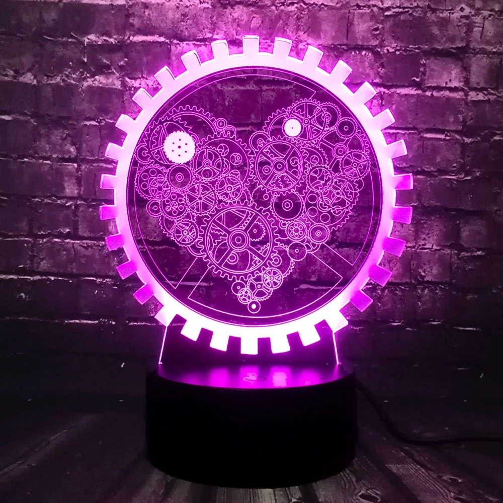 Новый инновационный гаджет Механическая Шестерня Любовь 3D светодиодный USB лампа