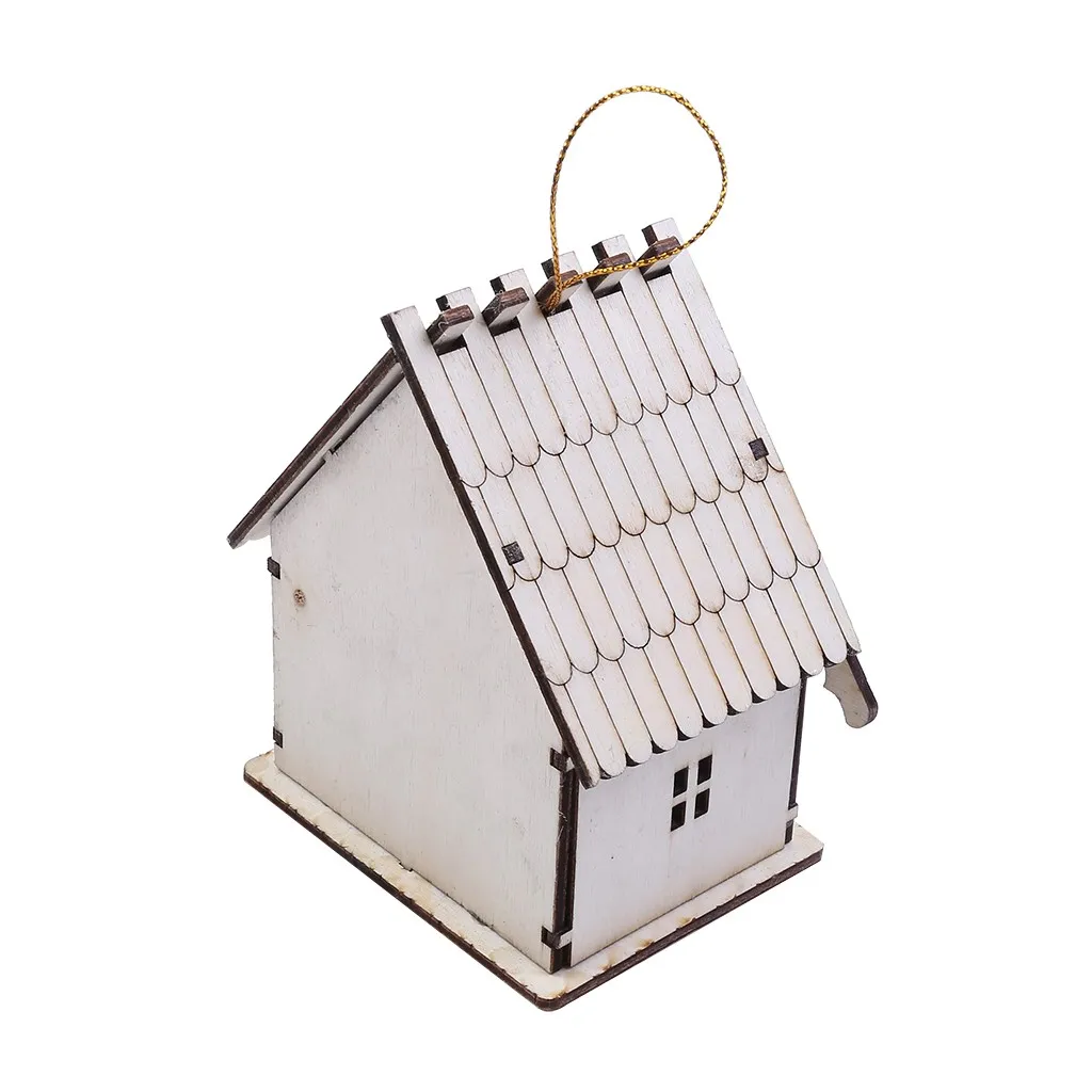 DIY небольшой деревянный светодиодный домик Миниатюрный освещенный салон для