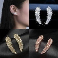 fashion feather stud earring silver gold a pairset women jewelry rose gold