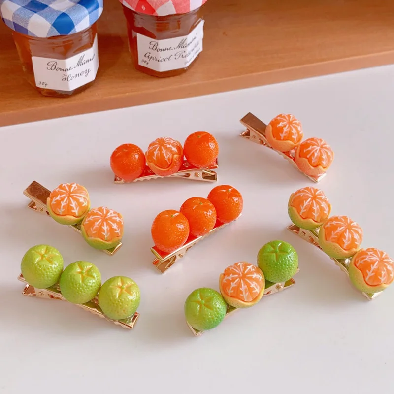 

2021 Girls Cute Creative Hairpin Orange Side Top Hair Clips Headdress Hair Ornament Fashion Hair Accessories For Women Girls