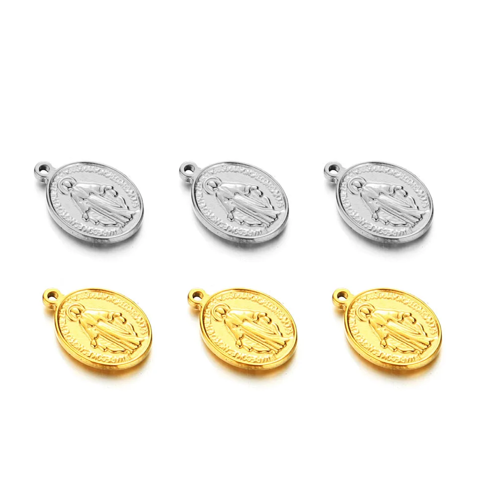 100% Stainless Steel Oval Shape Jesus Pendant Religious Jewelry Necklace Charm Jewelry Accessories