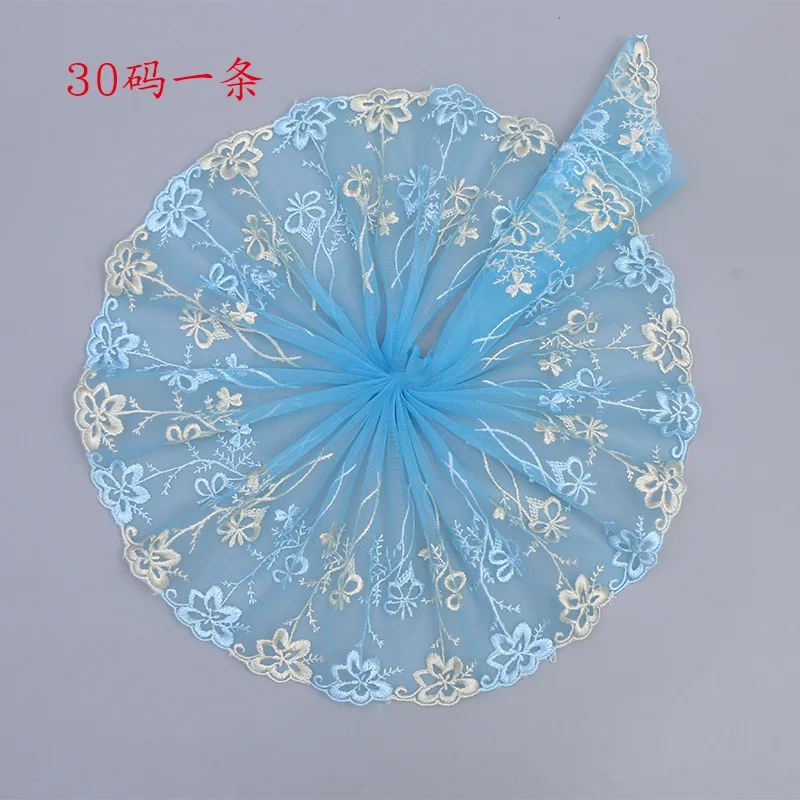 

30Yards 20cm Embroidery Blue Red Pink Flower Lace Fabric Guipure Ribbon Sewing Trim Wedding Dress Dresses Craft High Quality
