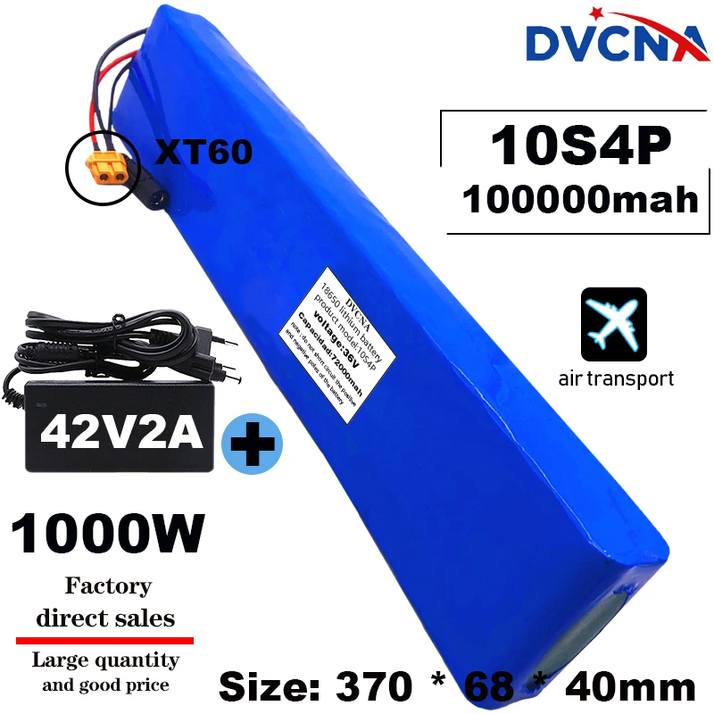 

36V 10S4P 100Ah 1000W High power 18650 lithium battery pack ebike electric car bicycle motor scooter 20A BMS with charger