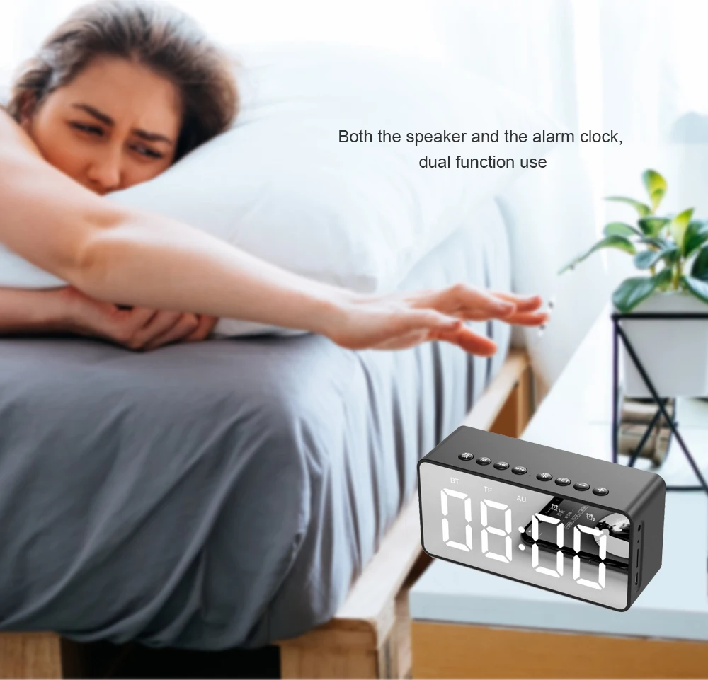 AEC Многофункциональный портативный Будильник Bluetooth динамик с Bluetooth/TF картой/AUX режим светодиодный цифровые настольные часы домашний декор
