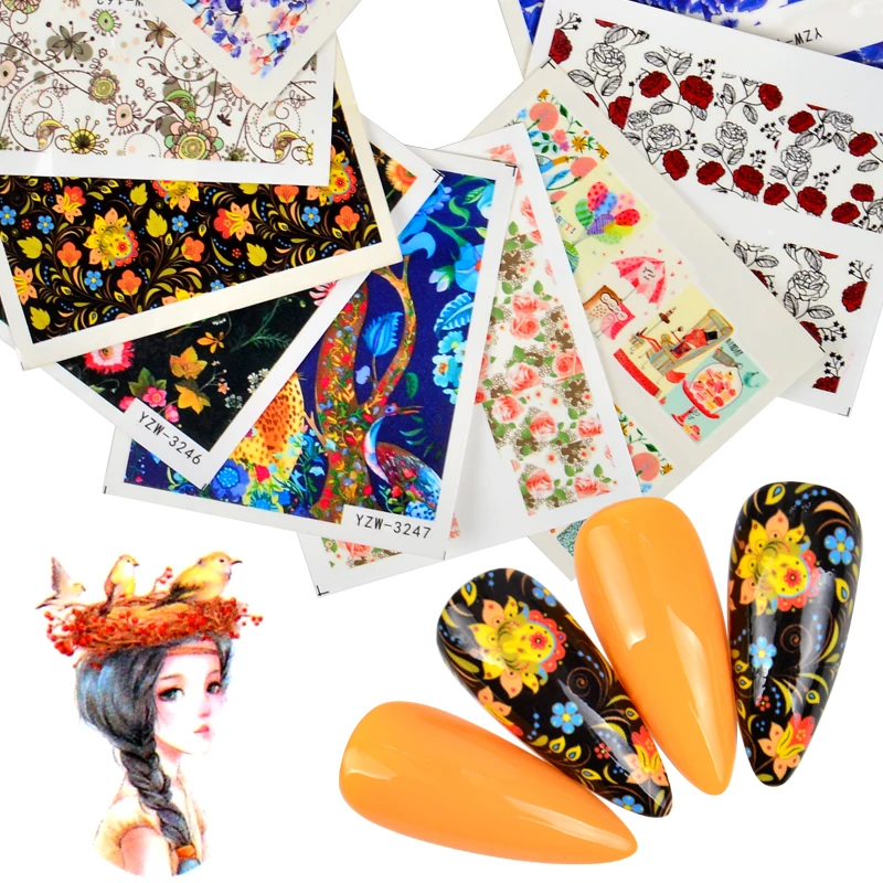 1 шт. абстрактный дизайн ногтей простой водяные знаки наклейки для Летний цветок