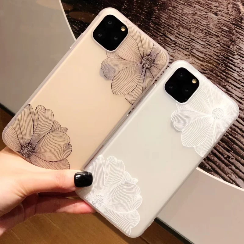 Модный черный белый чехол с кружевными цветами для iphone 7 8 6 6s Plus силиконовые