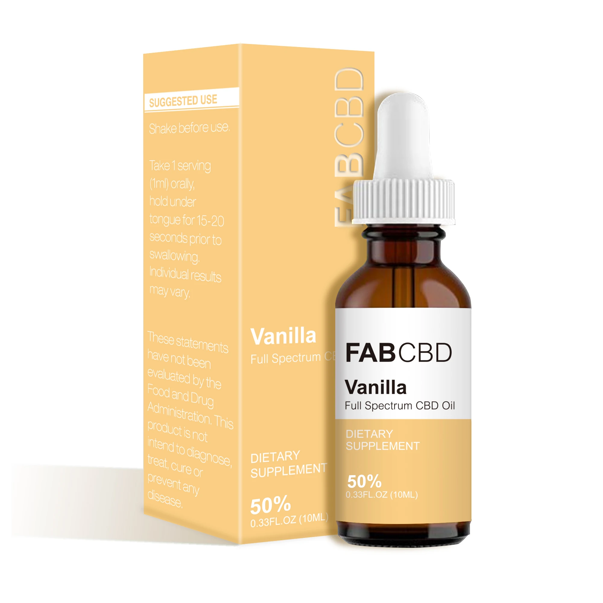 15%-50% Vanilla Flavor 10ml , FAB CBD Hemp Oil Extract Pure CBD Oil Can Effectively Anti-Anxiety Sleep Relieve Pain