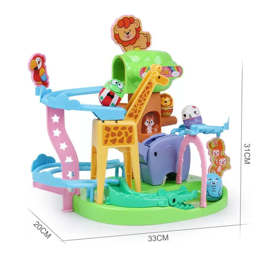 

Children 3-6-year-old Cartoon Zoo Slide Puzzle Early Education Assembly Toys Childhood Track Children's Ball Toys Education F1Q2