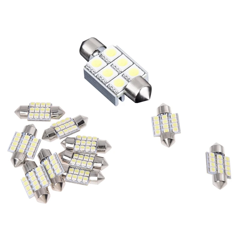 

11 шт. 36 мм 6 SMD 5050 чисто белая купольная гирлянда CANBUS OBC Автомобильная светодиодный ная лампа с лампочками Torpedo светильник s