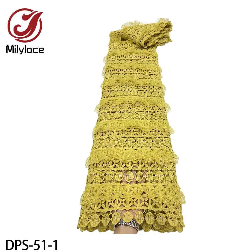 

Guipure Lace Cord Lace Embroiderey African Cord Lace with 3D Tulle Lace Trim High Quality Nigeria Lace Fabric for Wedding DPS-51