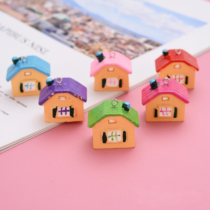 

Resin creative mini house pendants resin keychain accessories creative gift