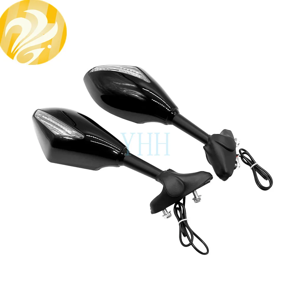 Зеркало заднего вида черное со светодиодной подсветкой и поворотником для Yamaha YZF