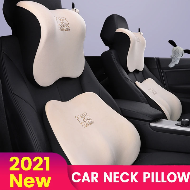 

Car Neck Headrest Pillow Neck Rest Waist Support Seat Back Lumbar Cushion Pillows Universal Cars Travel Accessories