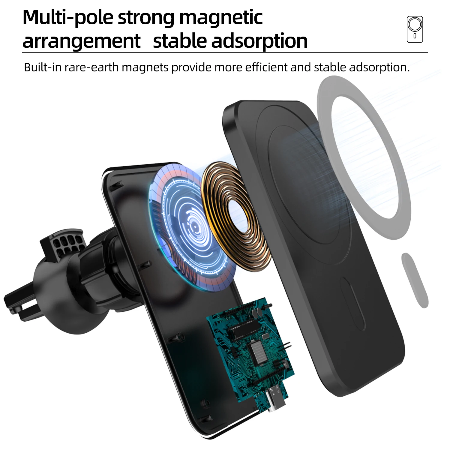 15 Вт магнитное беспроводное автомобильное зарядное устройство для iPhone 12mini 12 Pro Max