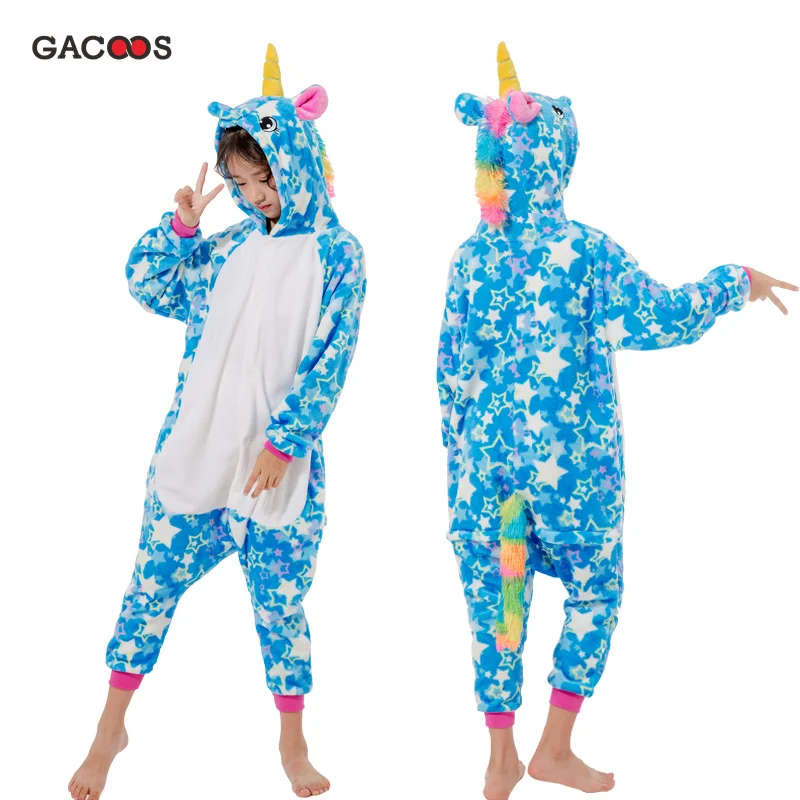 Unicorn Onesie For Children 2019 Winter Animal Unicornio Pajamas Boys Girl Anime Panda Jumpsuit Kids Sleepwear Costumes | Мать и ребенок