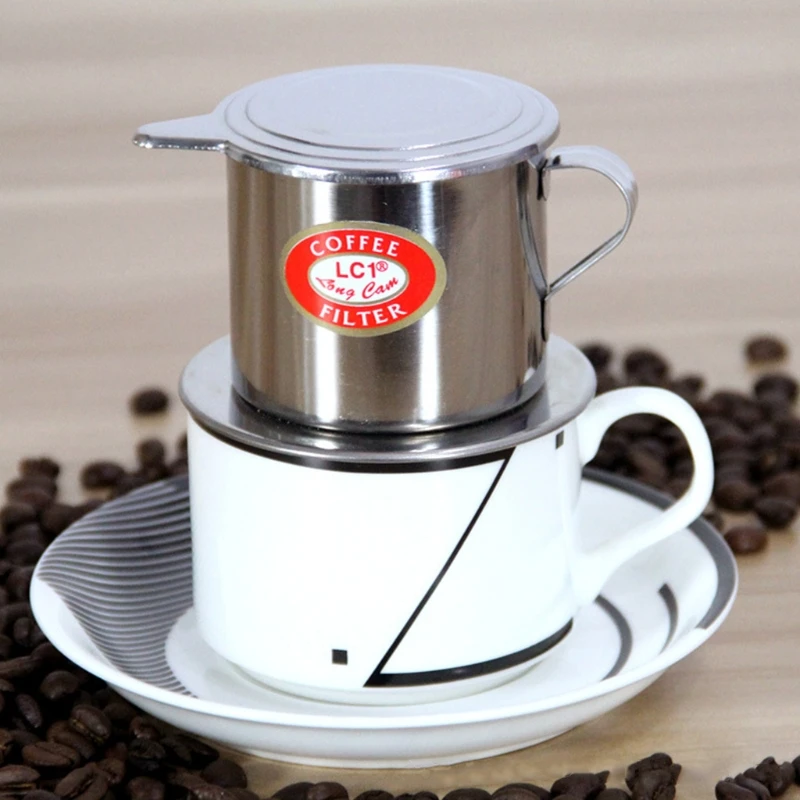 

652F Vietnamese Coffee Filter Stainless Steel Maker Pot Infuse Cup Serving Delicious