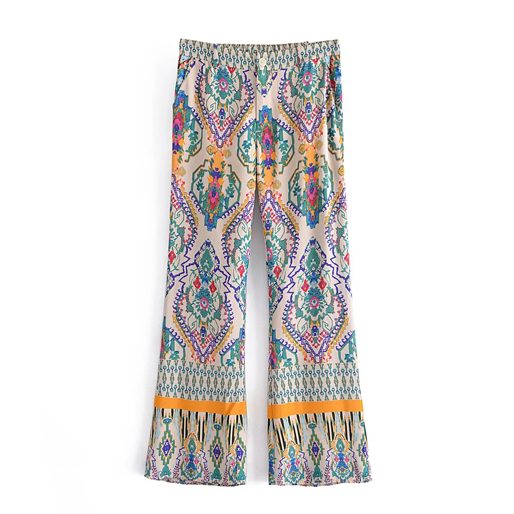 

JC·KILIG 2021 Commuter Positioning Printed Bell-Bottom Pants W66301J