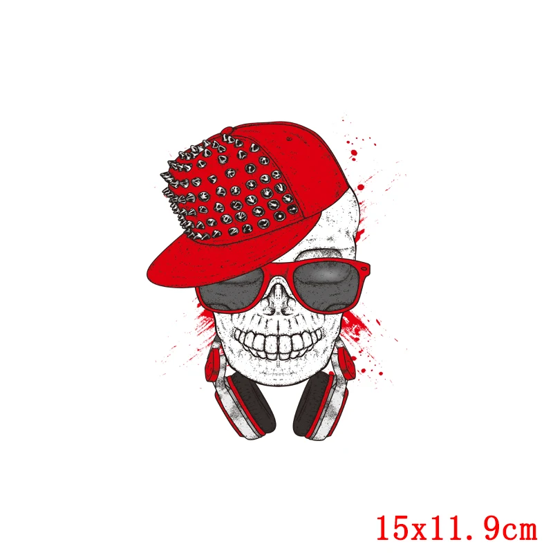 Iron On Transfers Punk Hippie Heat PVC Patch For Clothing DIY SkullThermal Transfer Vinyl Ironing Stickers Decor | Дом и сад