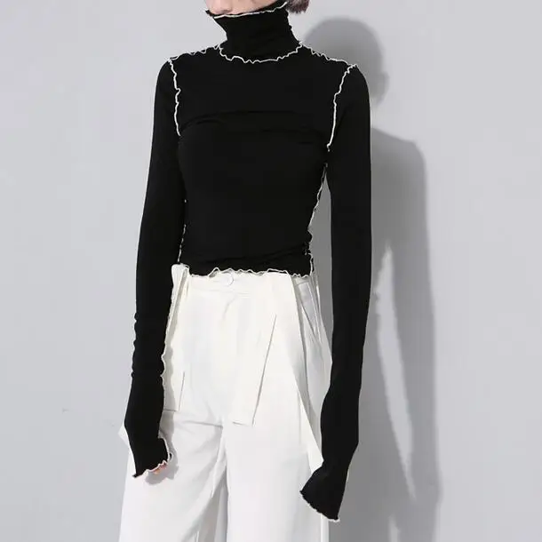 Новая Осенняя индивидуальная Женская контрастная цветная футболка с длинным